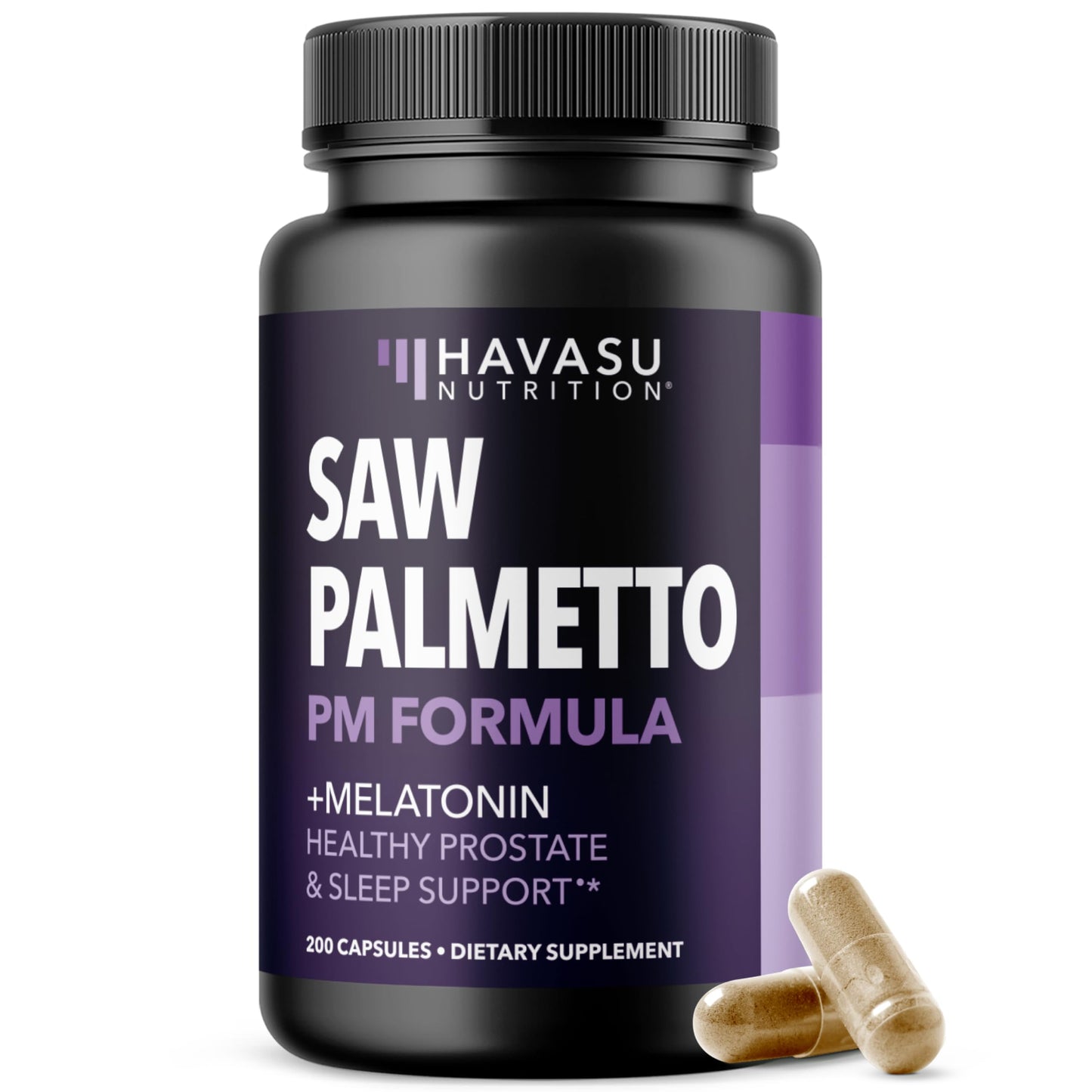Saw Palmetto PM for Men w/ Melatonin, Night Time Bladder Support, 100 Count | Vegan, Non-GMO Saw Palmetto Extract & Melatonin to Reduce Urinary Frequency, Prostate Health Supplement, 100 Servings