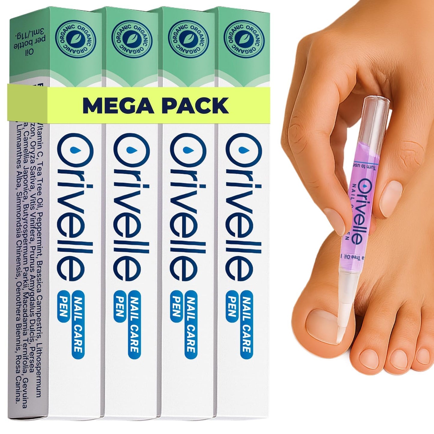 Toenail Care Pen - Extra Strength Toe Nail Remedy - Professional Nail Solution for Fingernail with Tea Tree Oil (Pack of 4)