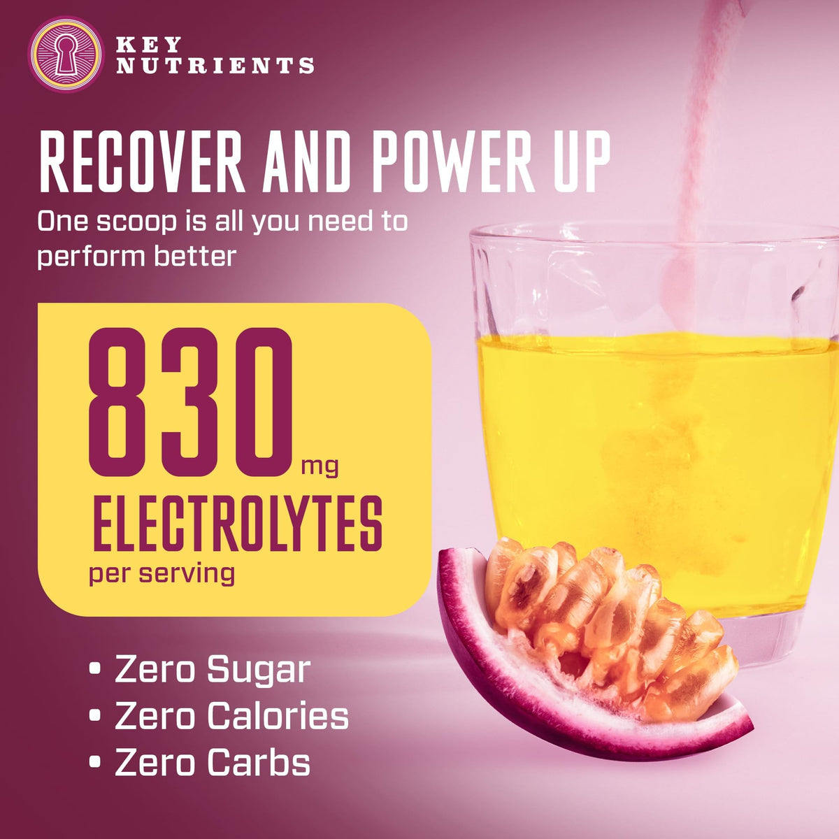 KEY NUTRIENTS Multivitamin Electrolytes Powder No Sugar - Delicious Passion Fruit