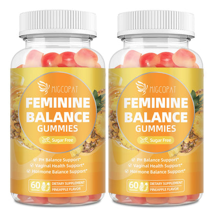 Migcopat Premium Feminine Balance Gummies, Women’s Health Probiotics - 100 Billion CFU Probiotics - Immune Support, Gut Health, Hormone Balance, PH Balance Vitality, Pineapple Flavor, 60 Count
