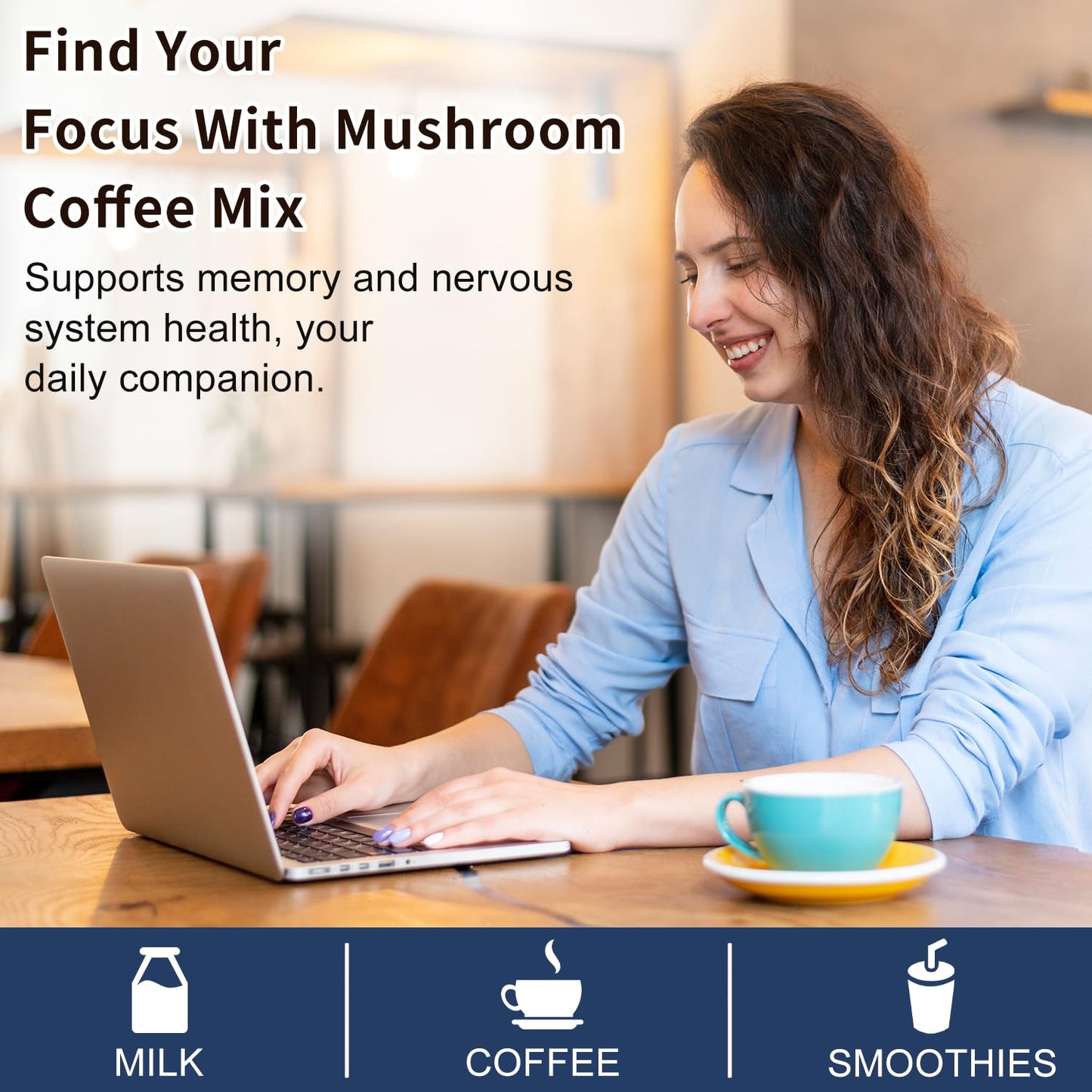 CANLIST Organic 9 in 1 Mushroom Coffee Powder with Lion's Mane & Chaga,Cordyceps, Reishi, Shiitake for Cognitive Focus, Immune Support & Stress Relief, Non-GMO & Vegan Friendly（20 Stick Packets）