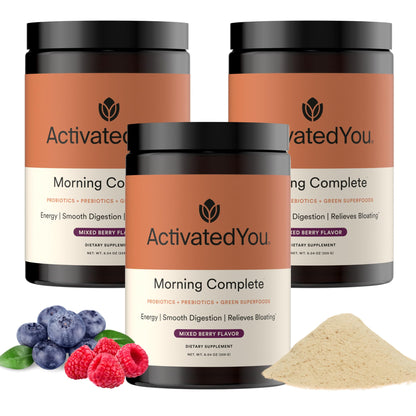 ACTIVATEDYOU Morning Complete Daily Wellness Greens Superfood Drink Mix for Gut Health w/Prebiotics, Probiotics, Antioxidants, Green Superfoods, 10 Billion CFUs, 30 Servings (Citrus)