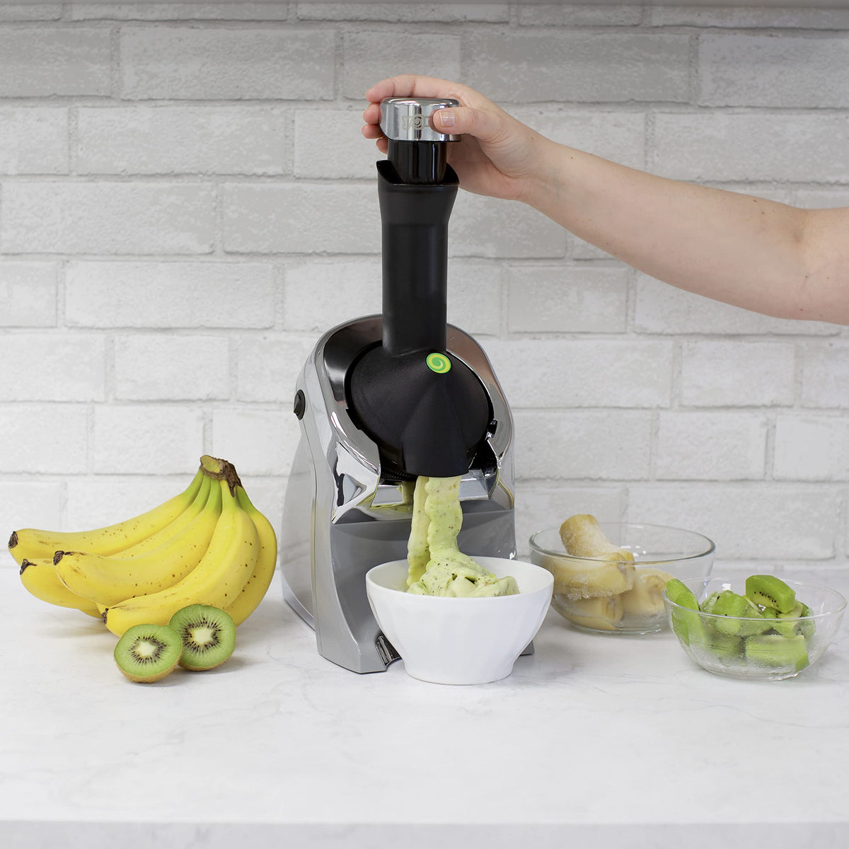 Yonanas 988GY Deluxe Vegan Non-Dairy Frozen Fruit Soft Serve Dessert Maker, BPA Free