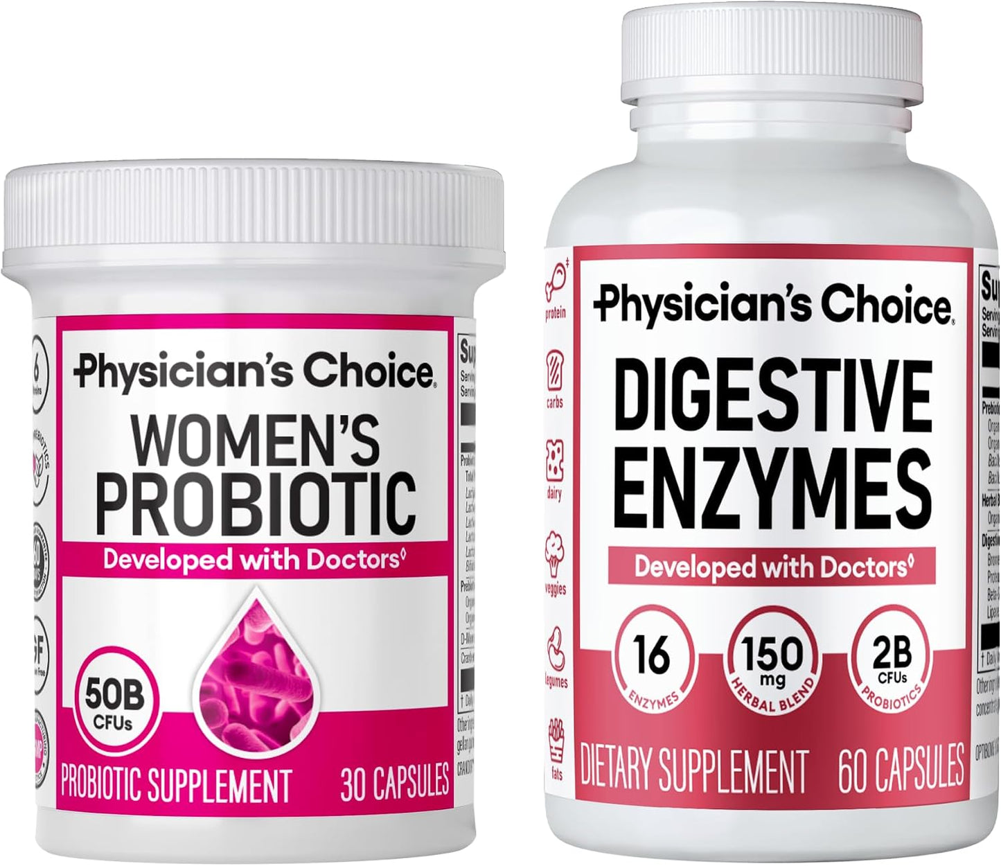 Physician's CHOICE Women’s Starter Bundle: Women’s Probiotic 30ct + Digestive Enzymes 60ct