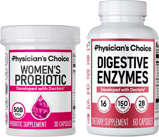 Physician's CHOICE Women’s Starter Bundle: Women’s Probiotic 30ct + Digestive Enzymes 60ct