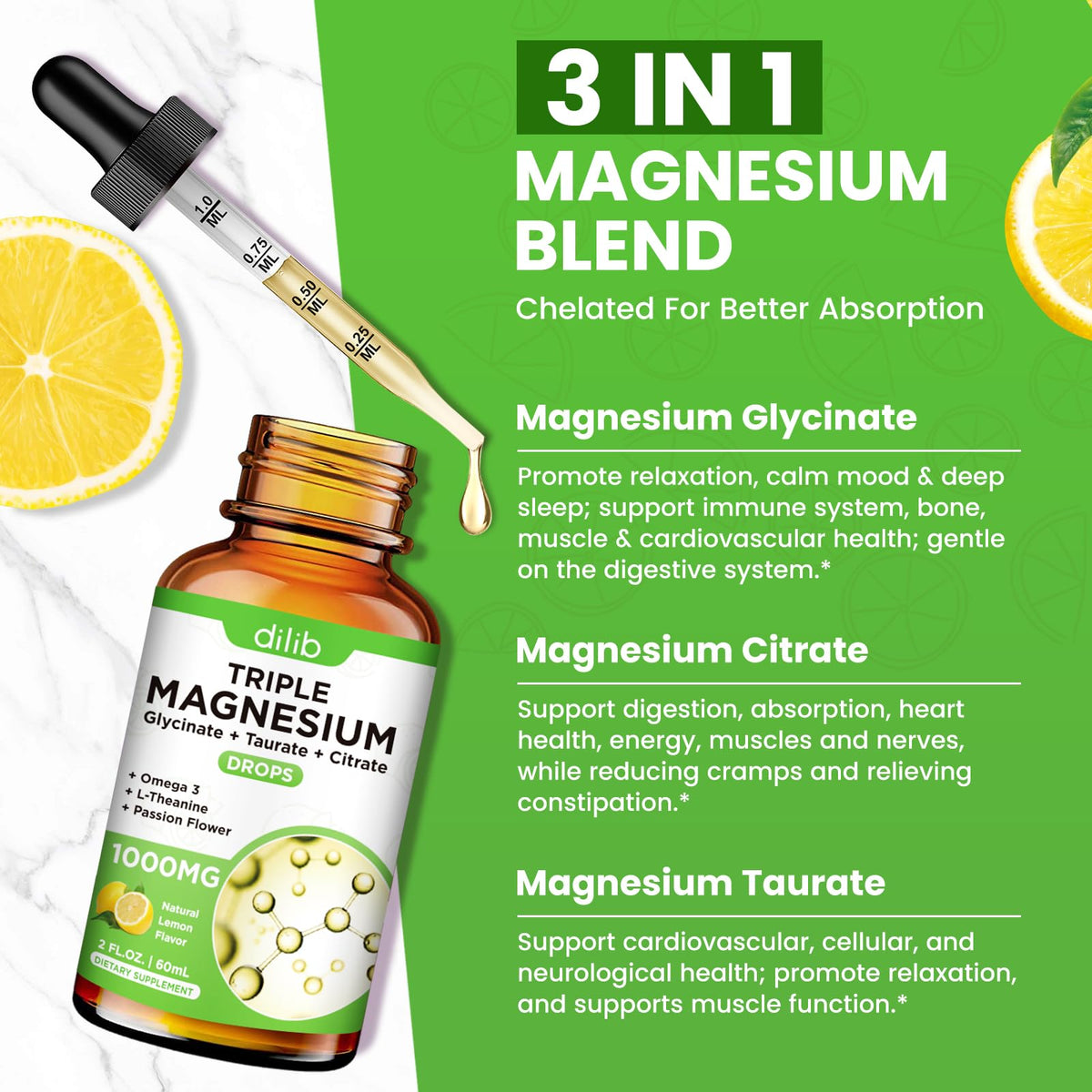 Magnesium Citrate Liquid Magnesium Drops Supplement 500mg-Support Stress Relief, Bone, Muscle, Mood, Sleep-2 Fl Oz, Vegan, Pineapple Flavor