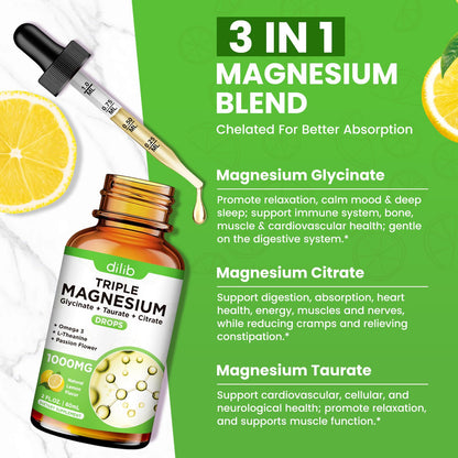 Magnesium Citrate Liquid Magnesium Drops Supplement 500mg-Support Stress Relief, Bone, Muscle, Mood, Sleep-2 Fl Oz, Vegan, Pineapple Flavor