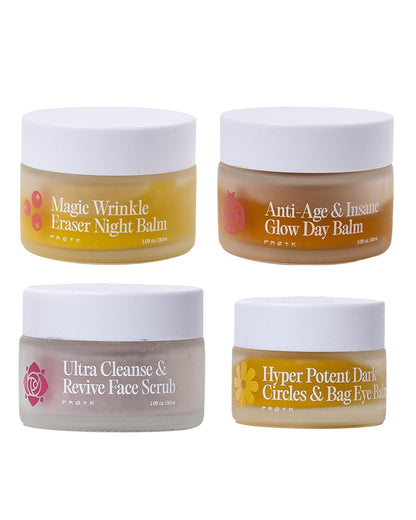 Frøya Organics The Complete System for Mature Women’s Skin Set (4 count) | 4 Step Regimen with Face Scrub, Day and Night Balm & Eye Balm, With Arctic Ingredients Rosehip, Calendula & Sea Buckthorn
