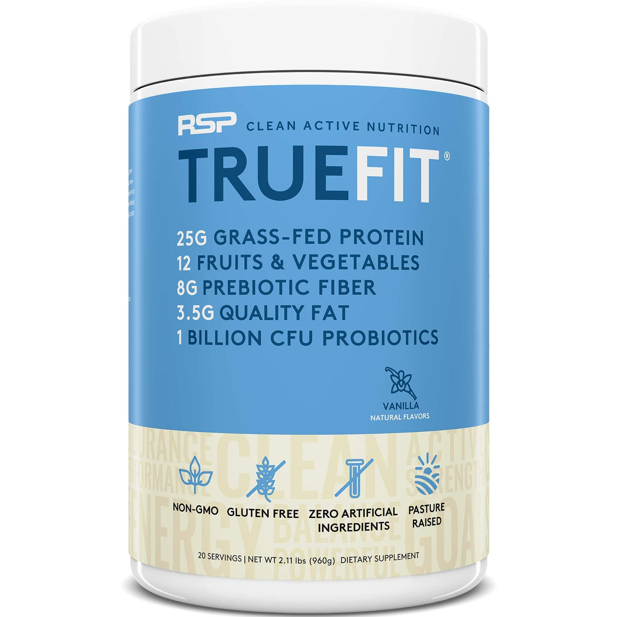 RSP NUTRITION AminoLean Pre Workout Energy (BlackBerry Pomegranate 30 Servings) with TrueFit Protein Powder (Vanilla 2 LB)