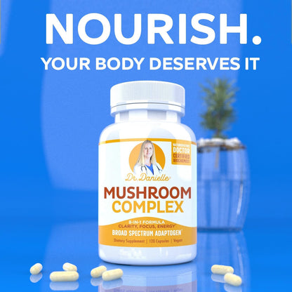 Doctor Danielle Organic Mushroom Complex Supplement – 8 Organic Mushrooms Including Reishi, Lion’s Mane, Cordyceps & Chaga – Vegan Capsules, Thoughtfully Formulated for Daily Wellness