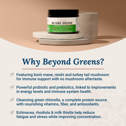 Live Conscious Beyond Greens & Collagen Peptides Peach Mango| Mushroom Coffee Alternative Low Caffeine + Hair, Skin, Nail, and Joint Support