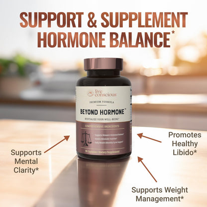Live Conscious Beyond Collagen Powder & Beyond Hormone | Hair, Skin, Nail, and Joint Support + Promotes Healthy Estrogen Balance for Women