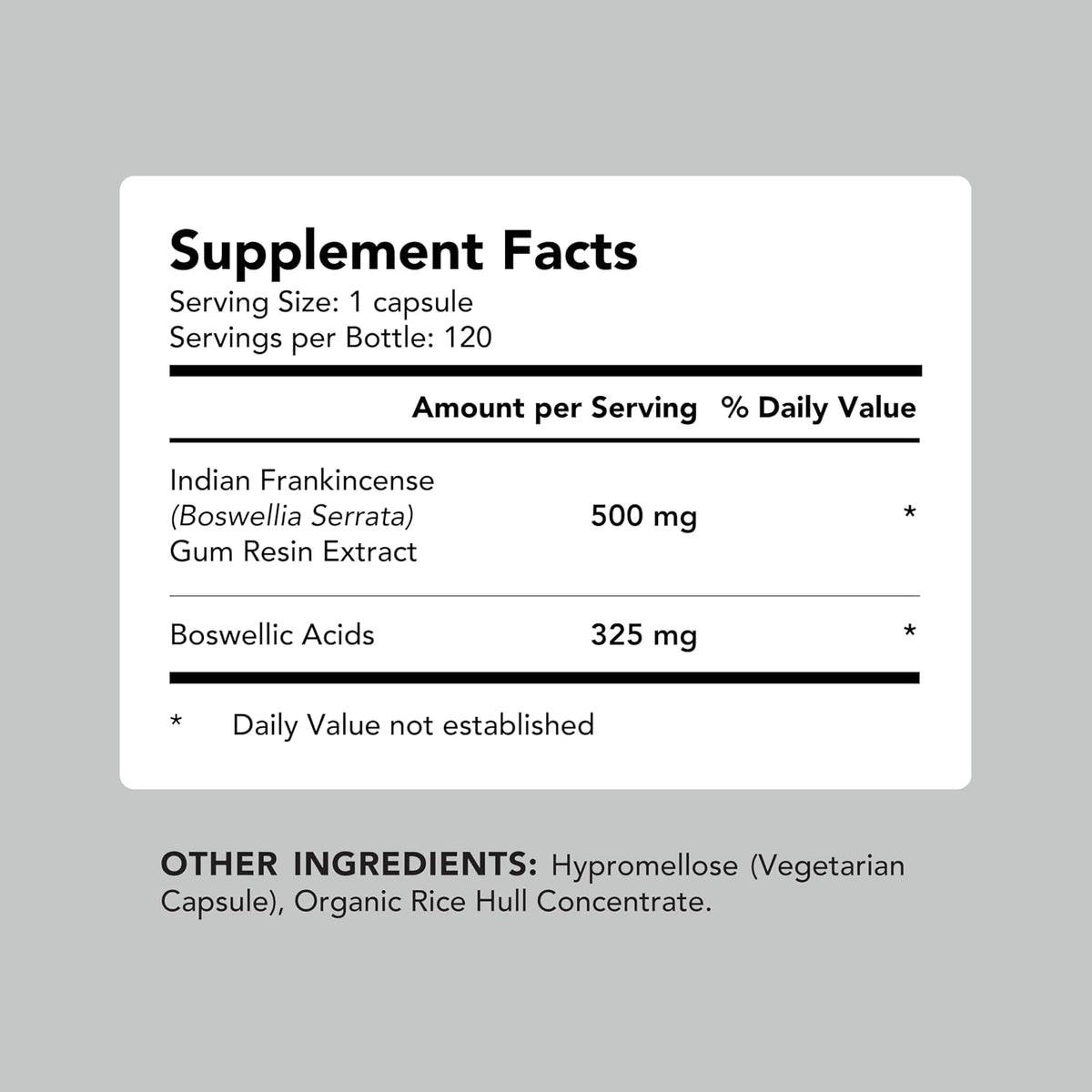 AMANDEAN Boswellia Serrata Extract Capsules 65%, Frankincense, 500mg, 120ct
