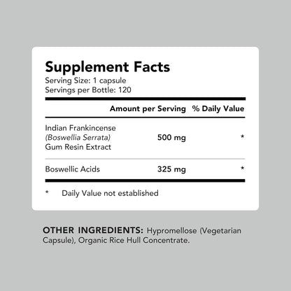 AMANDEAN Boswellia Serrata Extract Capsules 65%, Frankincense, 500mg, 120ct