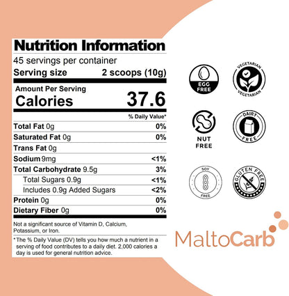 MaltoCarb Maltodextrin Powder, 454g | Carbohydrate Powder, Sustained Energy, Fast-Absorbing, Gluten-Free, Plant-Based