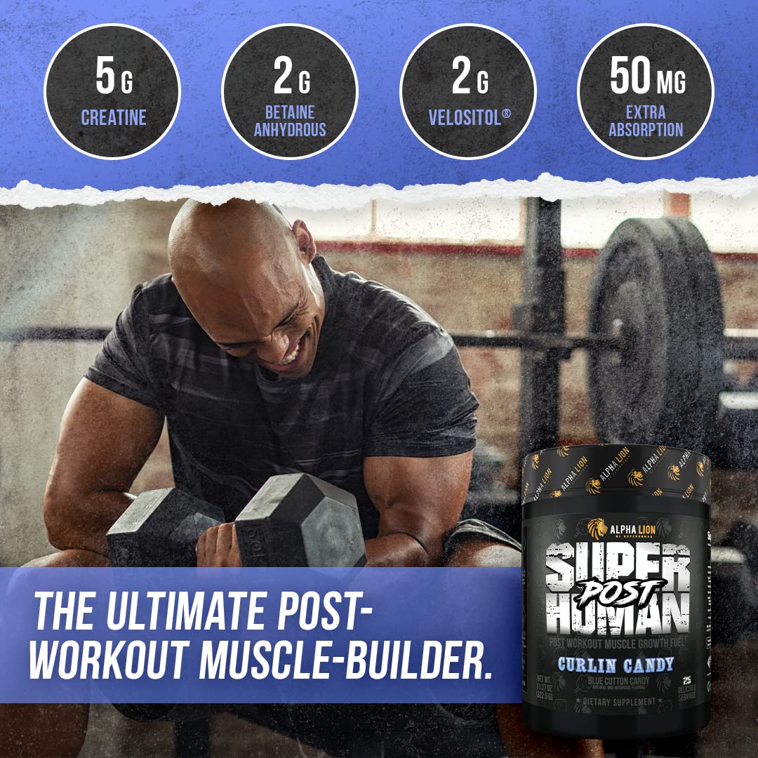 Alpha Lion Superhuman Post Workout Recovery, Muscle Builder Drink, Creatine Powder + More for Lean Muscle Growth, Strength & Volume, Supplement for Women & Men (25 Servings, Gainy Smith Apple)