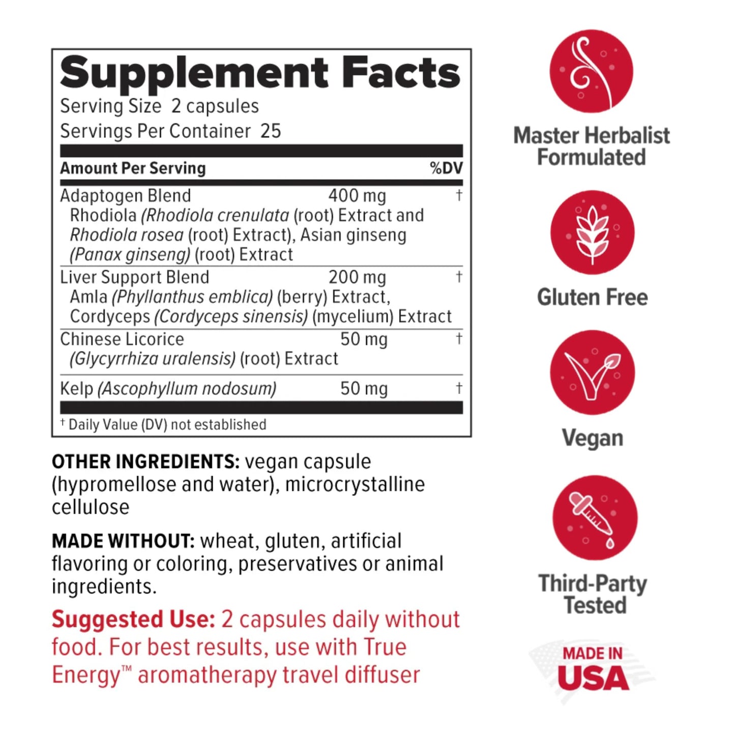 Redd Remedies, True Energy, Supports Energy Production and Stamina, 50 Vegan Capsules