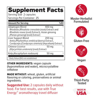 Redd Remedies, True Energy, Supports Energy Production and Stamina, 50 Vegan Capsules