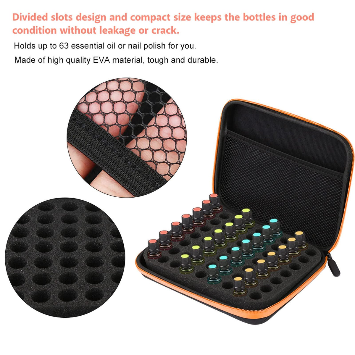 Essential Oil Storage Holder Organizer Carrying Case, Essential Oils Box Holds 63 Bottles