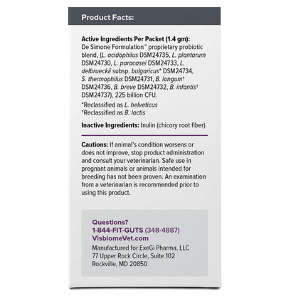 Visbiome® Vet Advanced GI Care Probiotic for Dogs & Cats, 225B CFU, 30 ct | Veterinarian Recommended, De Simone Formulation®, Multi-Strain, Refrigerated Probiotics, Weight-Based Dosing, Made in USA