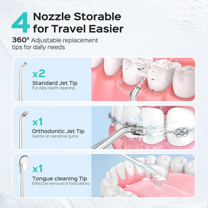 COSLUS T40 Mini Water Flosser for Travel, Portable Compact Design, Balck