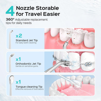 COSLUS T40 Mini Water Flosser for Travel, Portable Compact Design, Balck