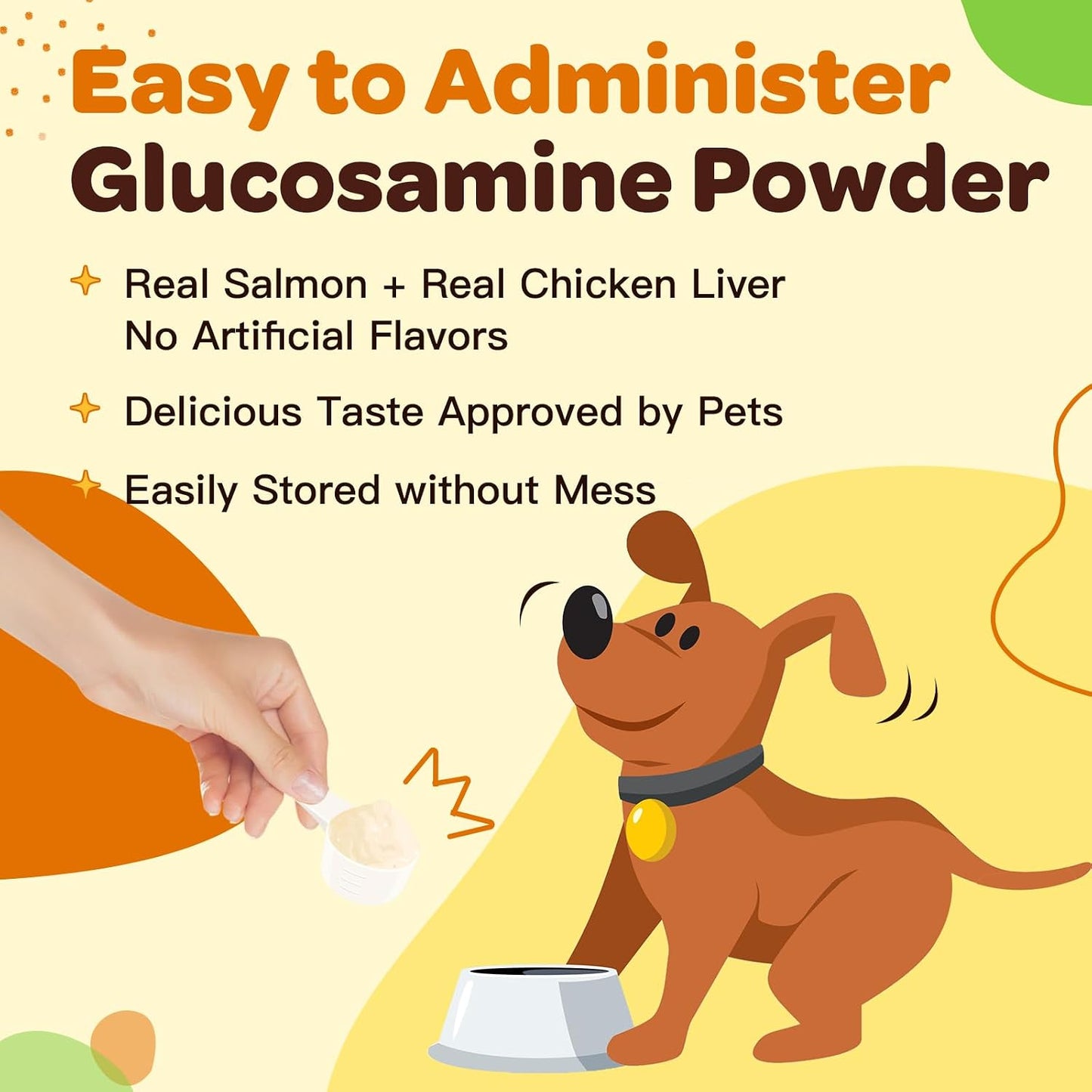 NATURE TARGET Glucosamine for Dogs Powder, Hip & Joint Supplement, 9.52 oz | With Chondroitin, MSM, Turmeric & Omega 3, Supports Hip & Joint Mobility, Joint Pain Relief, for Small, Medium & Large Breeds