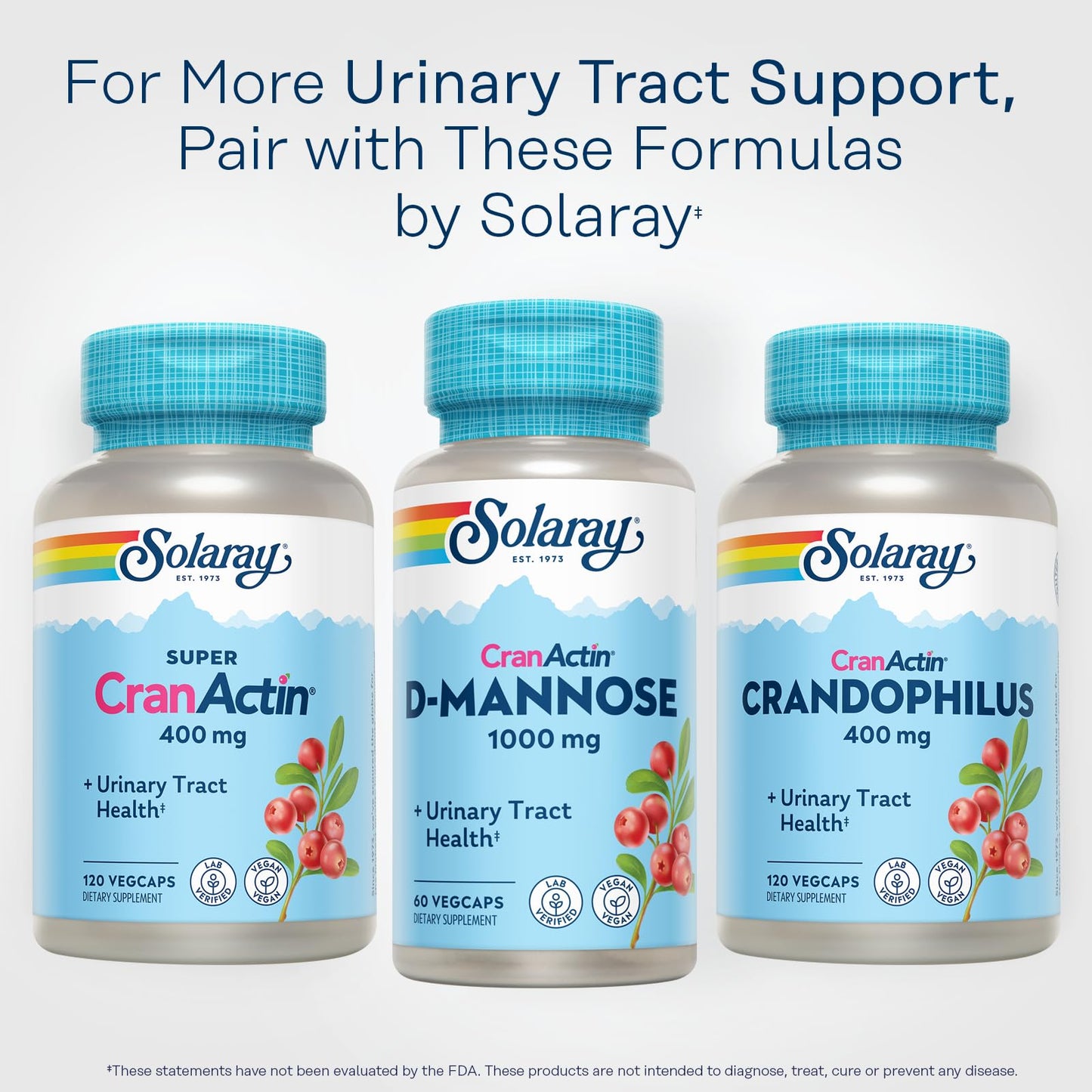 Solaray D-Mannose 1000mg with CranActin Cranberry Supplement 400mg, Urinary Tract Health & Bladder Support Capsules with Vitamin C, Vegan, 60 Day Guarantee, 75 Servings, 150 VegCaps