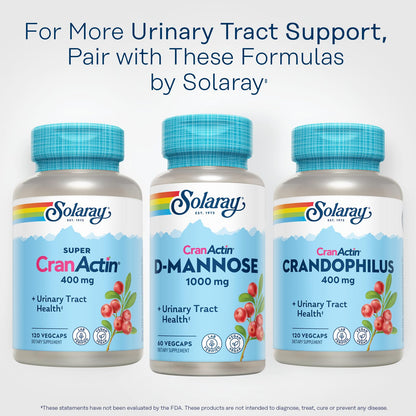 Solaray D-Mannose 1000mg with CranActin Cranberry Supplement 400mg, Urinary Tract Health & Bladder Support Capsules with Vitamin C, Vegan, 60 Day Guarantee, 75 Servings, 150 VegCaps