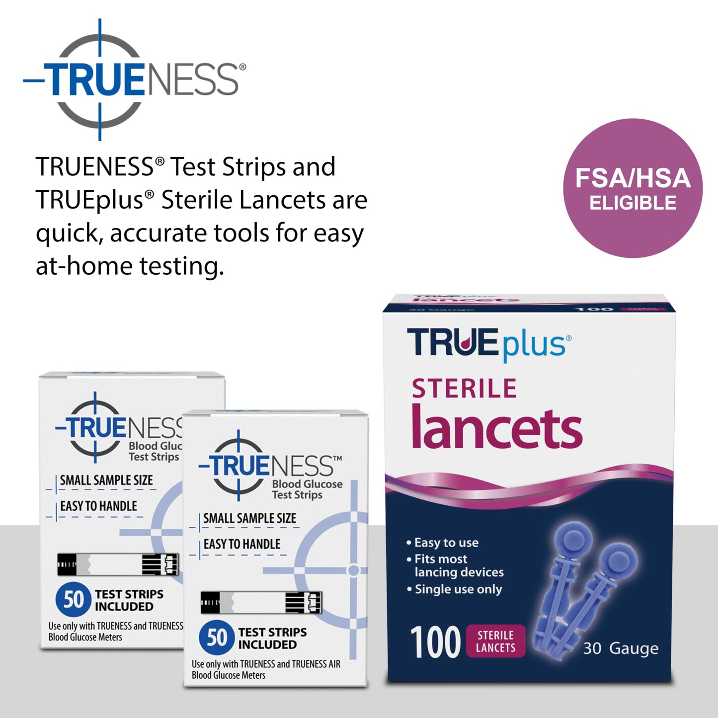 TRUENESS Blood Glucose Test Strips, 50 Count | Blood Glucose Test Strips Compatible with TRUENESS Family of Self Monitoring Blood Glucose Meters, Fast 5 Second Results