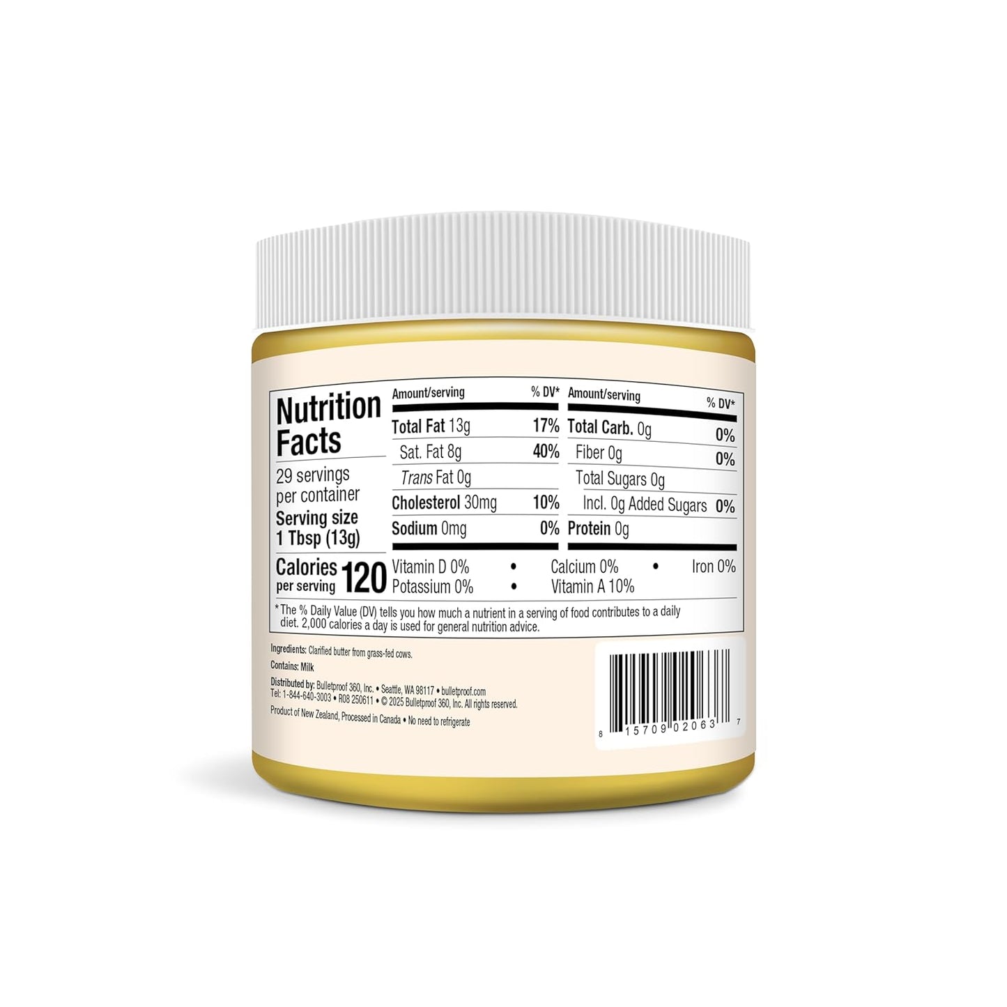 Bulletproof Grass Fed Ghee, Pasture Raised, 100% Grass Fed Clarified Butter, Keto, Paleo, Lactose Free, Casein Free, Non-GMO, 13.5 oz