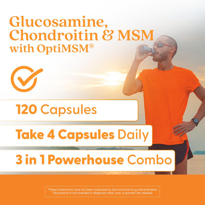 Doctor's BEST Glucosamine Chondroitin MSM - Joint Health Support Supplement for Women & Men, Nutritional Support for Joint Strength, Hair, Skin, & Nails, Gluten Free, Non GMO - 240 Capsules