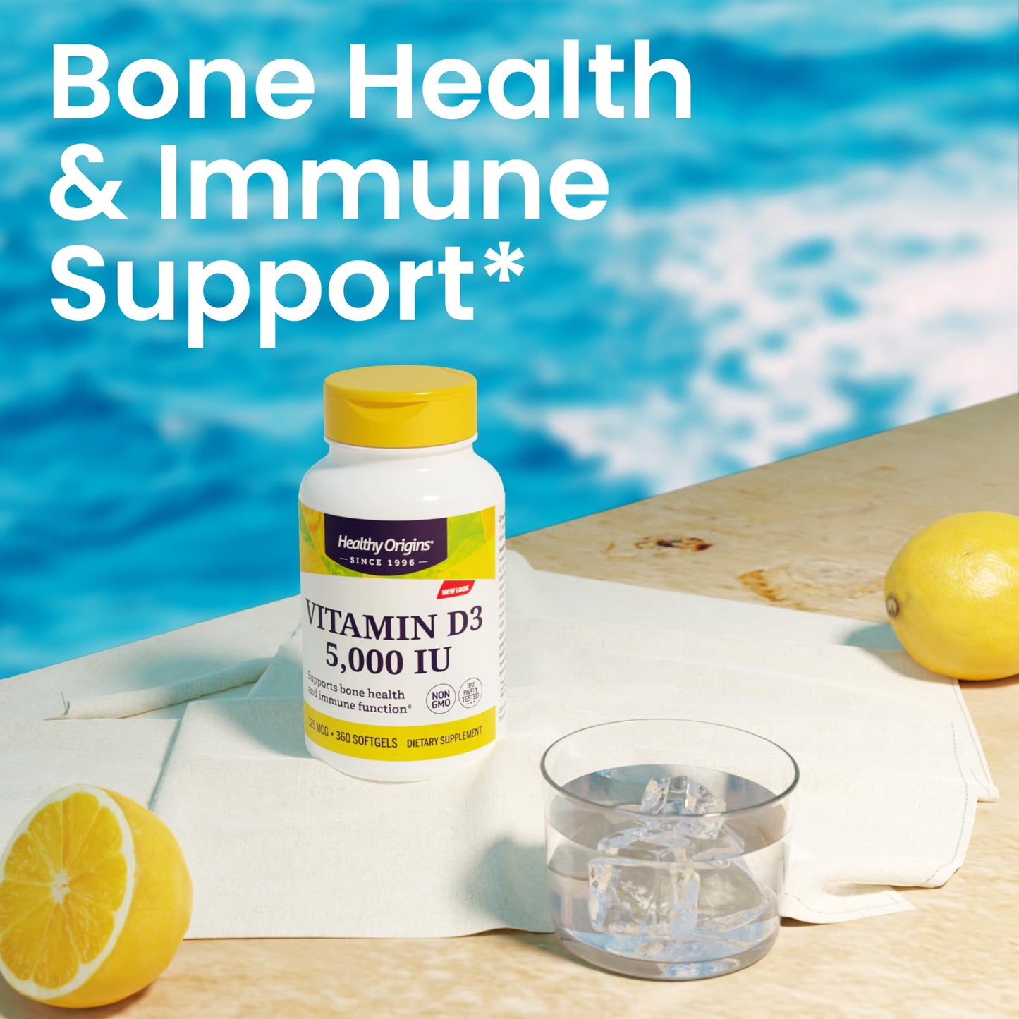 Healthy Origins Vitamin D3 5,000 IU, Lanolin, 360 Softgels