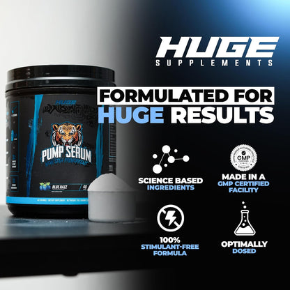 Pump Serum Non Stim Pre-Workout - Fully Loaded Stimulant Free Pre Workout for Extreme Pumps, Vascularity & Muscle Fullness, with L-Citrulline, HydroPrime & Nitrates, Blue Razz, 40 Servings
