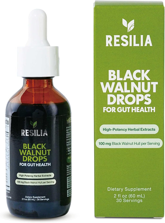 Resilia Herbal Cleanse Liquid Drops – Black Walnut & Wormwood Extract with Pumpkin Seed, Garlic & Turmeric – Alcohol-Free Tincture for Digestive & Daily Wellness Support, 2 fl oz
