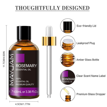MAYJAM Essential Oil, Rosemary Oil 3.38FL.OZ - Rosemary Essential Oils for Diffusers for Home