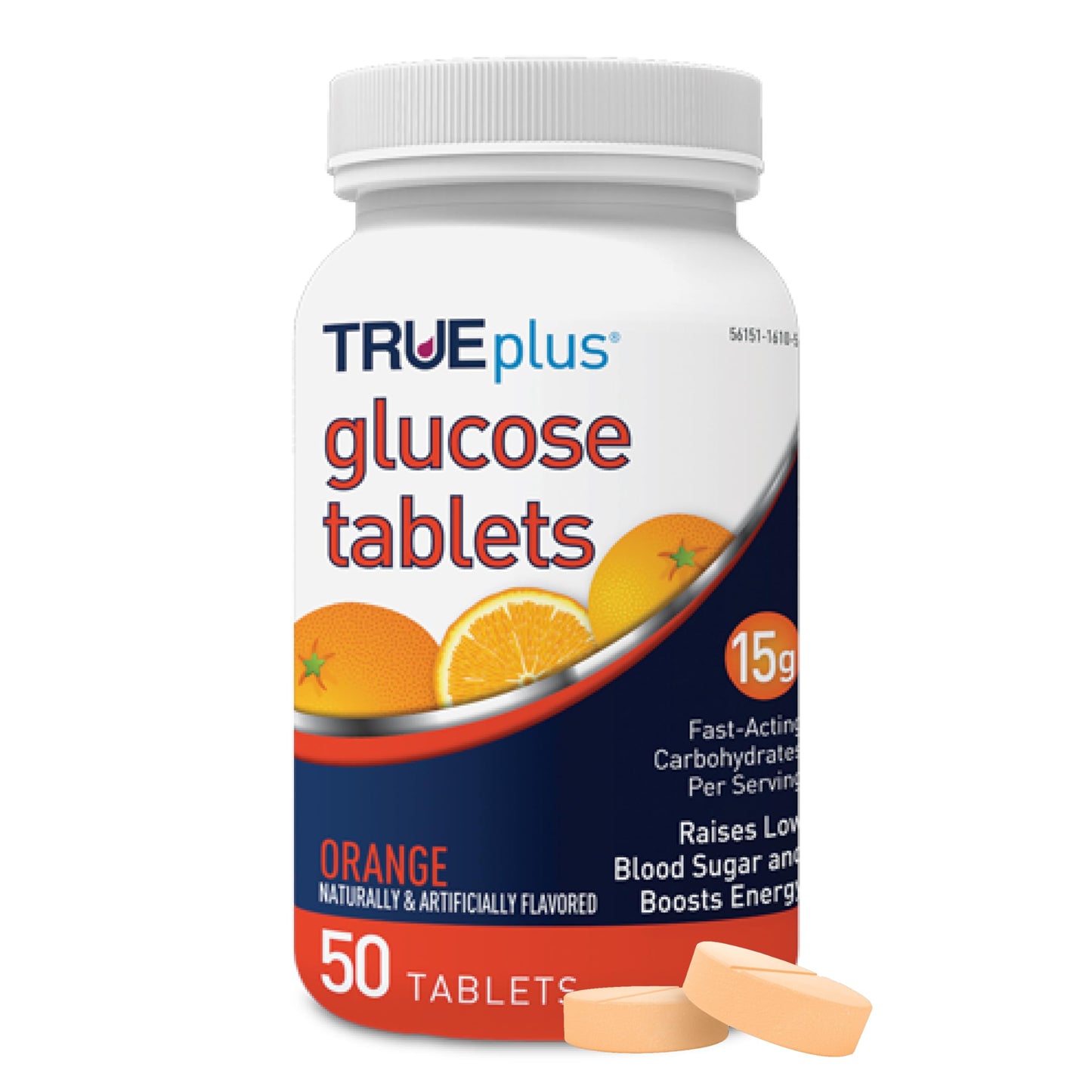 TRUEplus Glucose Tablets, Grape, Raspberry, Orange Flavors, 50 Count | Chewable Tablets, 15g Fast-Acting Carbohydrates, Fat Free, Gluten Free, Boosts Energy, Great Tasting and Easy to Use