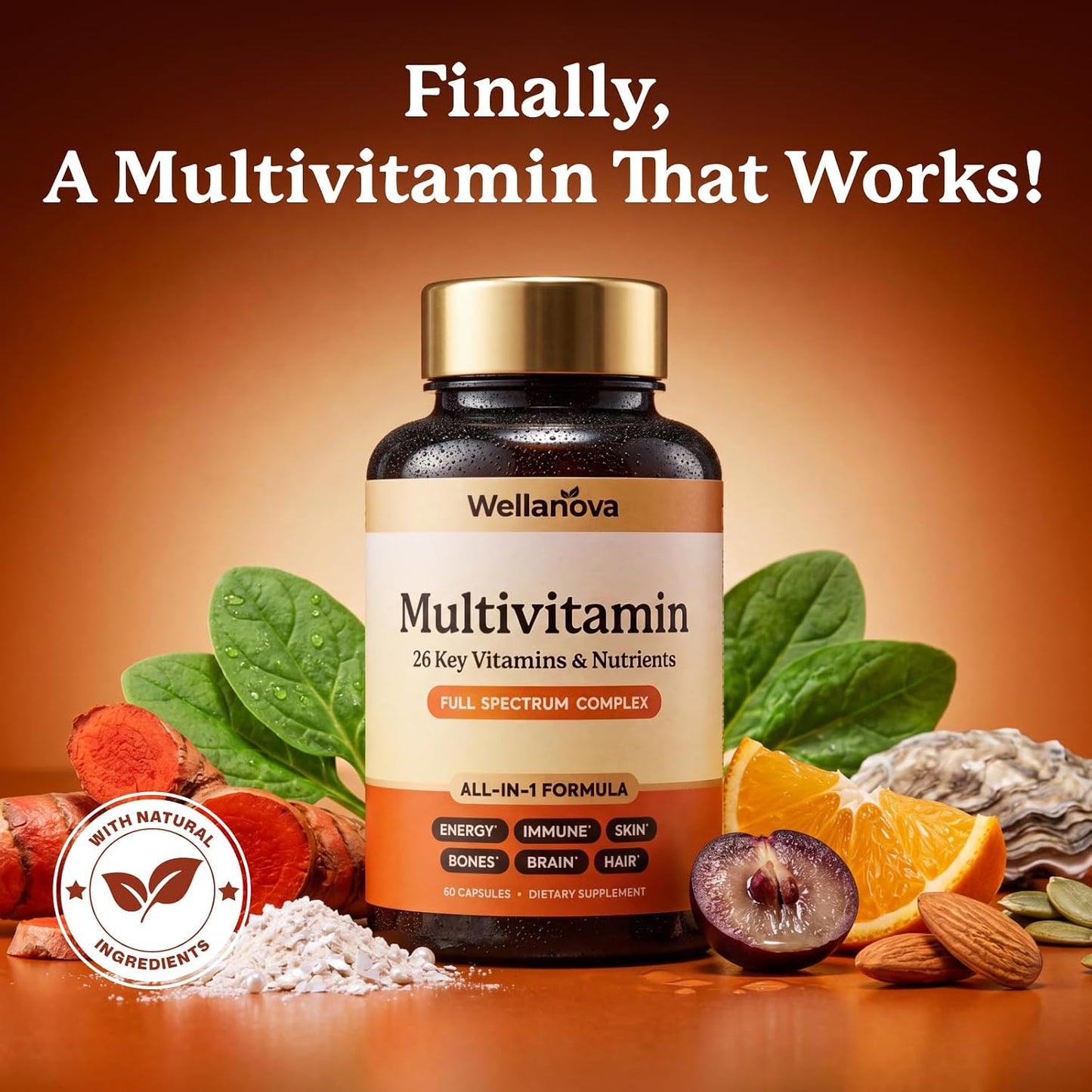 Multivitamin for Women & Men 50 and Over– Daily 26 Key Vitamins, Minerals | Daily 26 Key Vitamins, Minerals & Nutrients, All-in-1 Multivitamins For Women & Men, 60 Capsules