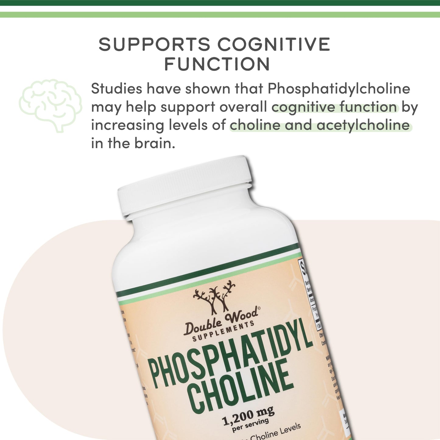 Phosphatidylcholine 1,200mg – 210 Softgels – Enhanced Version of Soy Lecithin (Choline Supplements) - Non-GMO and Gluten Free to Support Brain Health by Double Wood
