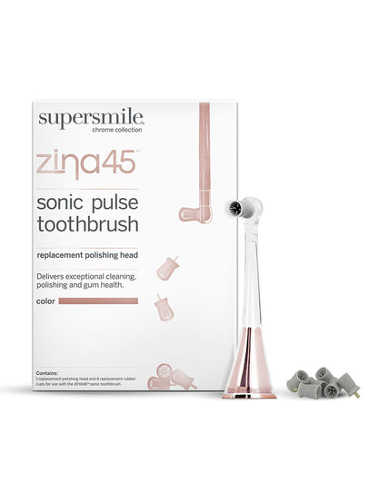 Supersmile Zina45 Replacement Polishing Head, Silver, Professional Tooth Polisher with Silicone Prophy Cup, Fits Zina45 Sonic Toothbrush, Enamel Safe