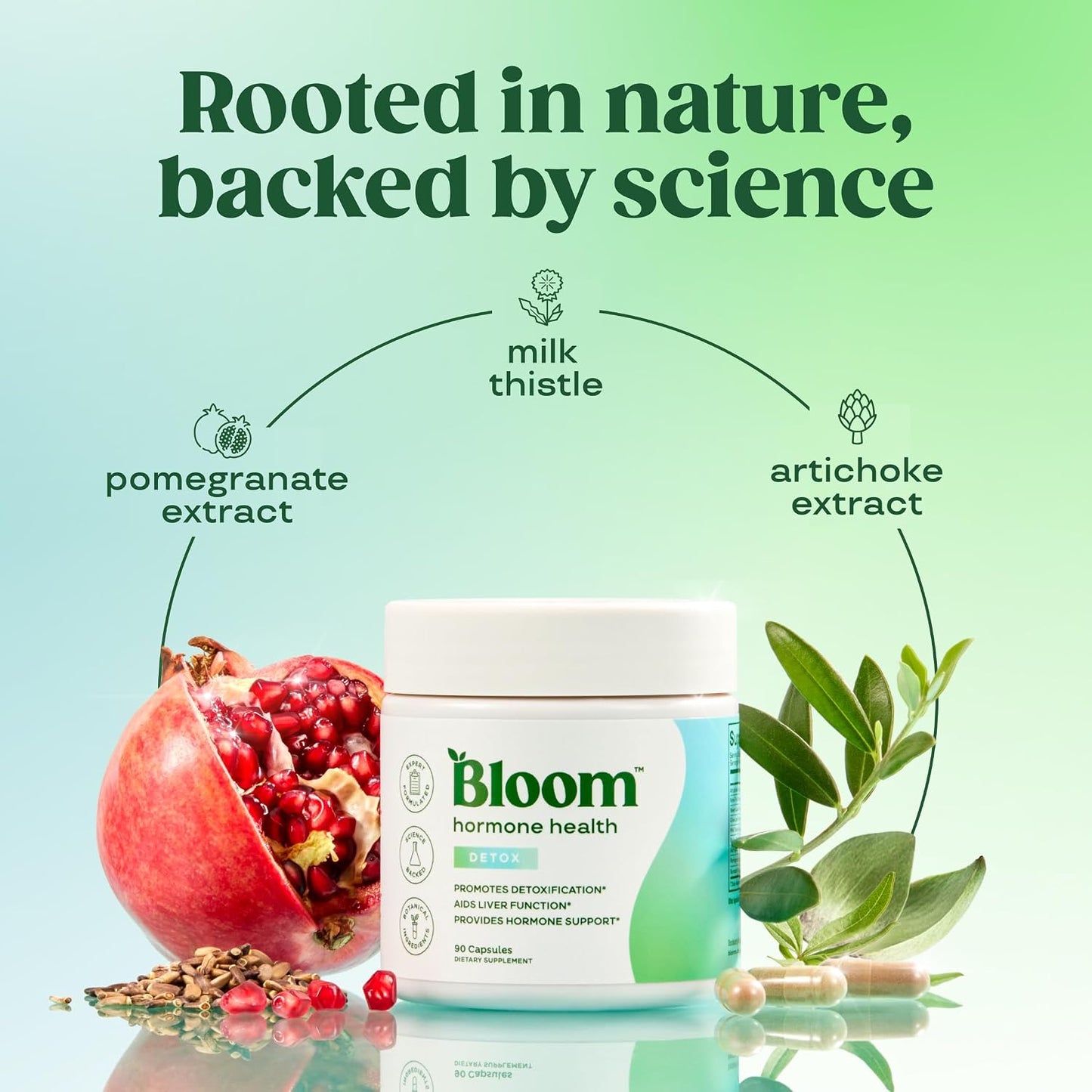 Bloom Nutrition Hormone Support Capsules for Women, Detox, 30 Servings | Cortisol Support, Menstrual Health, PMS Symptoms, Pomegranate Extract, Chaste Tree Berry & Dong Quai Root
