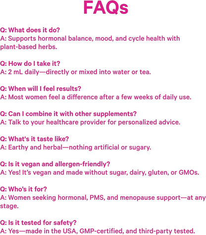 Pink Stork Hormone Balance Drops for Women - 2oz, 30 Servings | Supports Hormonal Health, PMS, Perimenopause & Mood, with Red Raspberry Leaf & Wild Yam - Liquid Supplement - Vegan