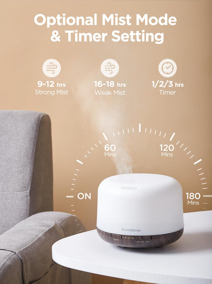 InnoGear 500ml Essential Oil Diffuser with Remote Control, Premium Ultrasonic Aromatherapy