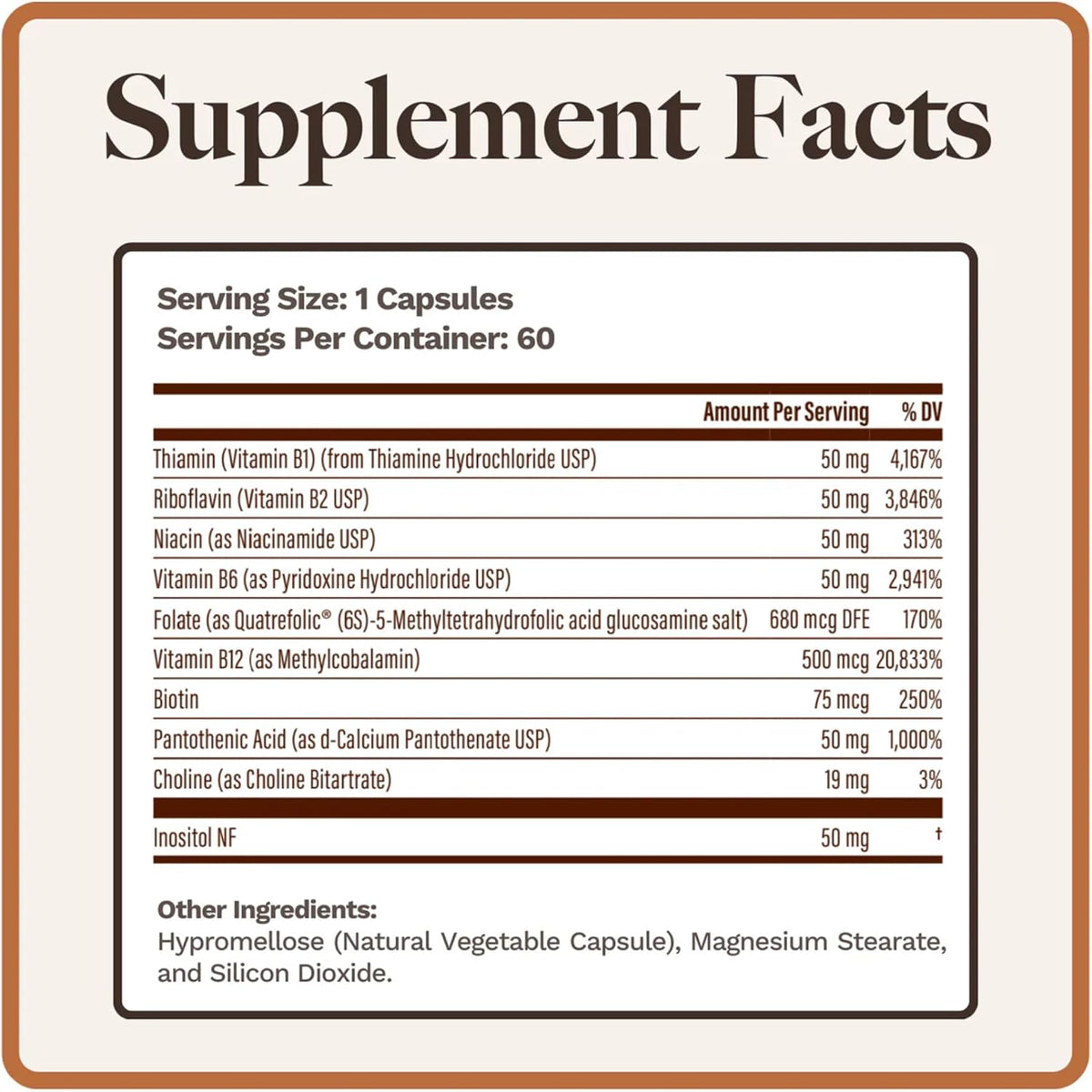 Utzy Naturals Vitamin B Complex | All 8 Essential B Vitamins | 60 Capsules