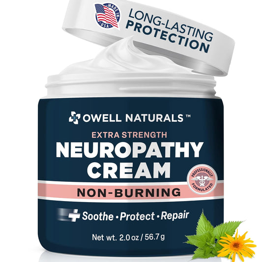 Owell Naturals Neuropathy Cream – Extra Strength Fast-Acting Comfort for Feet, Hands & Legs – Non-Burning Soothing Formula with Arnica – Cooling Skin Relief Cream, 2 oz