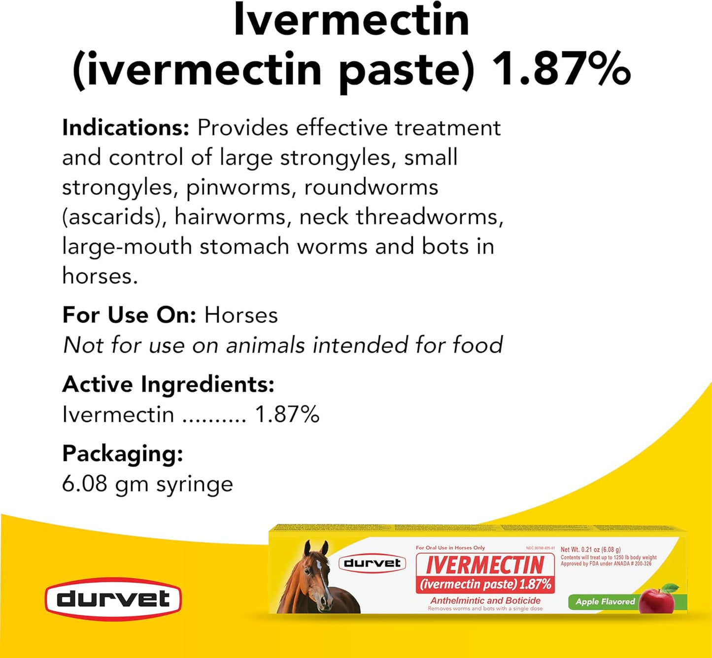 Ivermectin Paste Dewormer - 6.08g dose @ 1.87%-Apple flavored