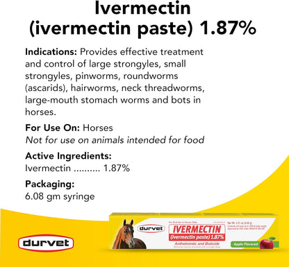 Ivermectin Paste Dewormer - 6.08g dose @ 1.87%-Apple flavored