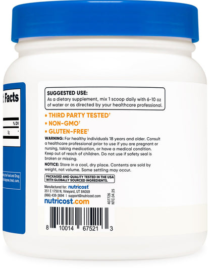 Nutricost L-Glutamine Powder (500 Grams) Unflavored - Gluten Free & Non-GMO, 100 Servings