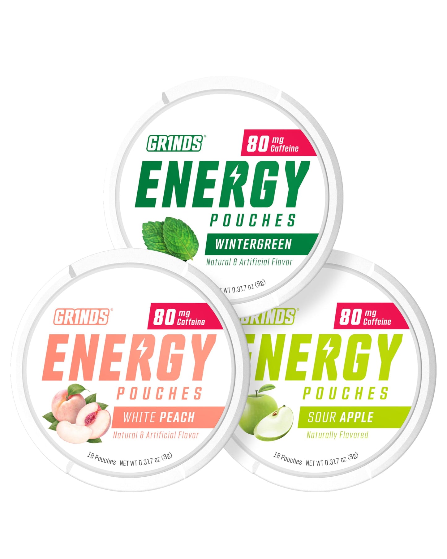 GRINDS Focus Pouches | Naturally Flavored with Nootropic Ingredients | Contains Alpha GPC and L-Theanine | Sugar-Free | 3 Pack | 18 Pouches Per Can | Blue Raspberry