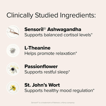 FLO Daily Calm & Relaxation – Daily Support for Healthy Cortisol Levels & Stress Management – With Clinically-Studied Doses of Sensoril® Ashwagandha, L-Theanine & St. John’s Wort – 30 Servings